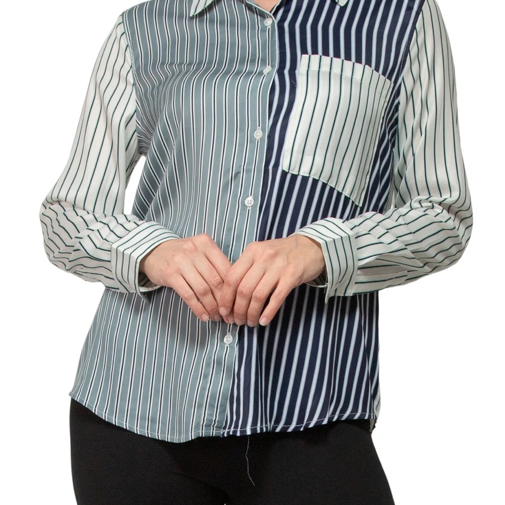 Striped Button-Up Women’s Top